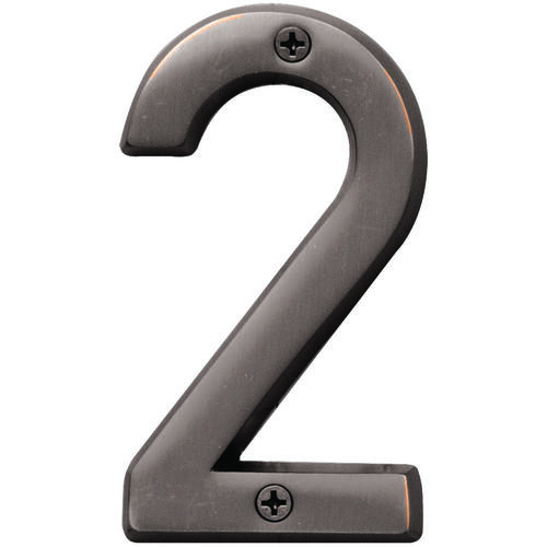 Prestige Series House Number, Character: 2, 4 in H Character, Bronze Character, Solid Brass - pack of 3