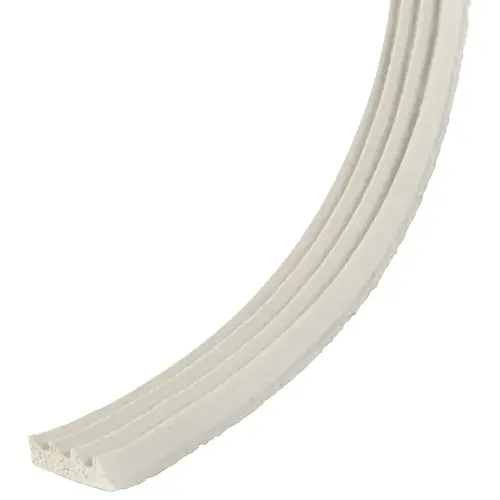 Foam Weatherseal Tape, 3/8 in W, 17 ft L, 1/8 in Thick, Rubber, White