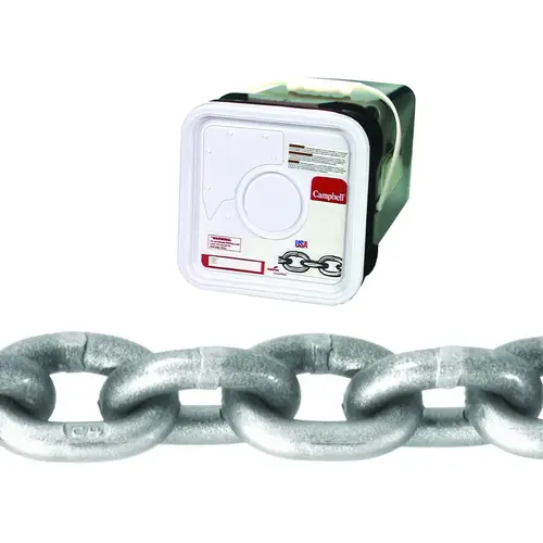 Campbell 0184416 Grade 43 High Test Chain 1/4" Oval Link Carbon Steel 1/4" D X 100 ft. L Bright