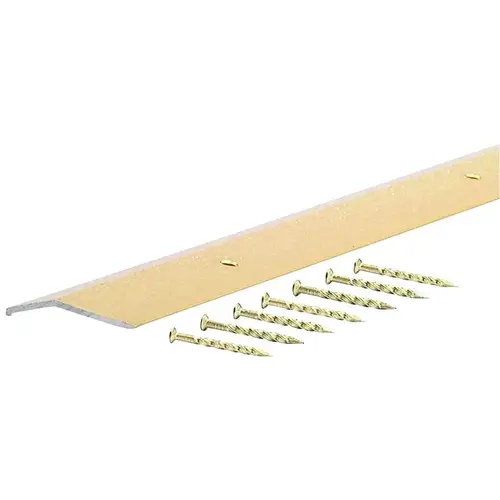 Carpet Trim, 36 in L, 1.38 in W, Fluted Surface, Aluminum, Satin Brass