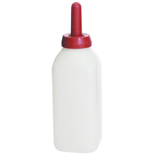 Little Giant 98-12 Nursing Bottle, Square, 2 qt Capacity, Polyethylene Bucket, Translucent Bucket, Snap-On Nipple