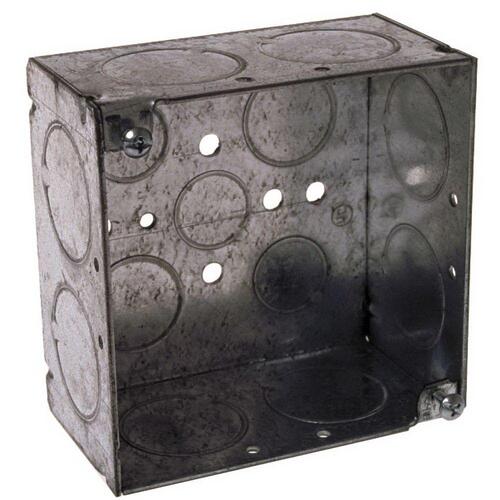 Electrical Box, 2 -Gang, 13 -Knockout, 3/4, 1, 1/2 in Knockout, Steel, Gray, Flush, Surface Mounting