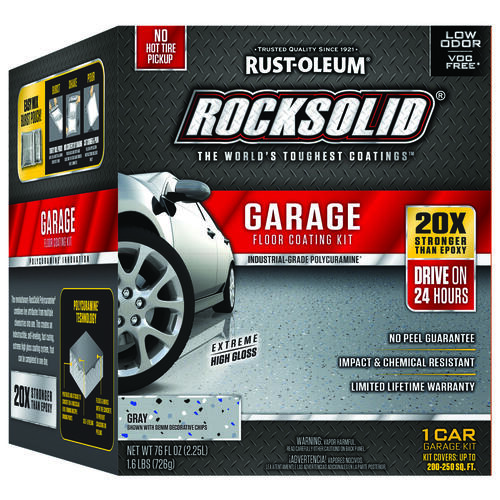 ROCKSOLID Floor Coating Kit, High-Gloss, Gray, Liquid, 76 oz