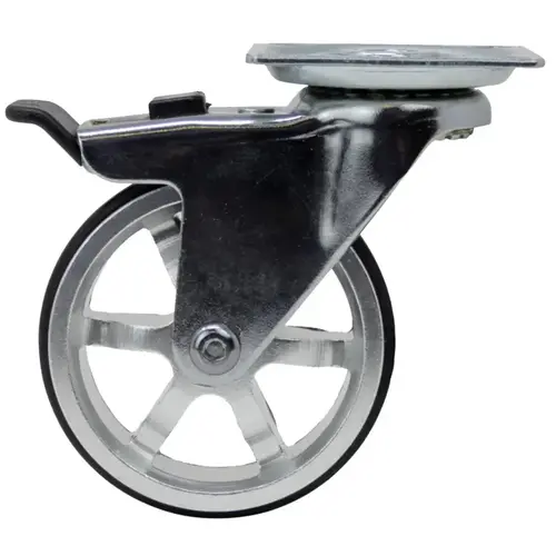 Swivel Caster, 3 in Dia Wheel, Aluminum/Polyurethane Wheel, 100 lb Chrome