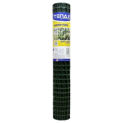 Tenax 2A140093 Garden Fence, 50 ft L, 4 ft H, 2 x 2 in Mesh, Polyethylene, Green