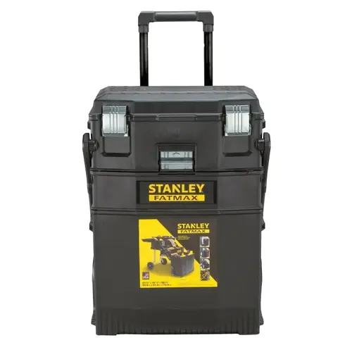 4-in-1 Mobile Work Station, 5 cu-in, Structural Foam, Black, 9 in L x 22 in W x 29 in H Outside