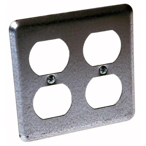 RACO 873 Handy Box Cover, 4 in L, 4 in W, Square, Steel, Gray, Galvanized