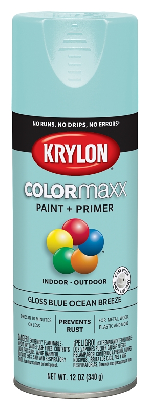 KRYLON 5506 COLORmaxx Spray Paint, Gloss, Blue, 12 oz, Aerosol Can