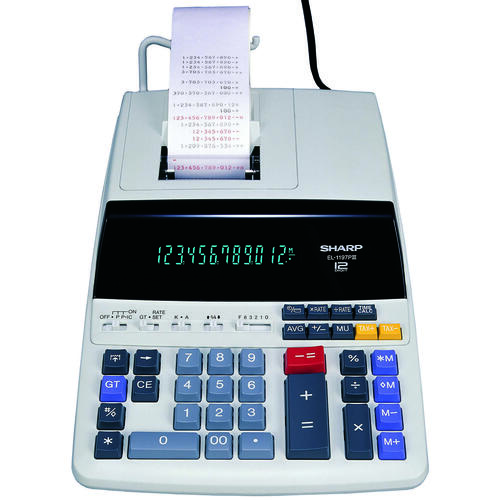 Sharp EL1197PIII Printing Calculator, 12 Display, Fluorescent Display, Off-White
