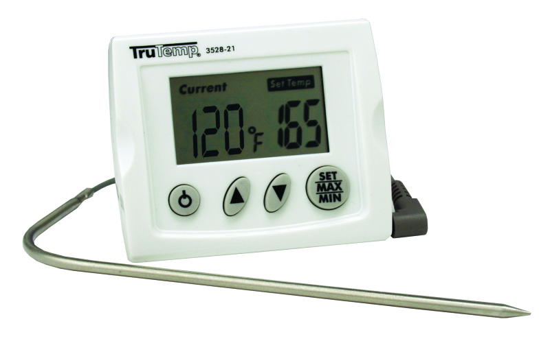 TAYLOR 3518N Probe Wire Thermometer, 32 to 392 deg F, Digital, LCD Display, Gray/White