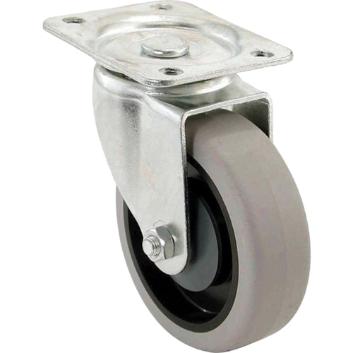 400 Series Swivel Caster, 4 in Dia Wheel, TPR Wheel, Gray, 250 lb