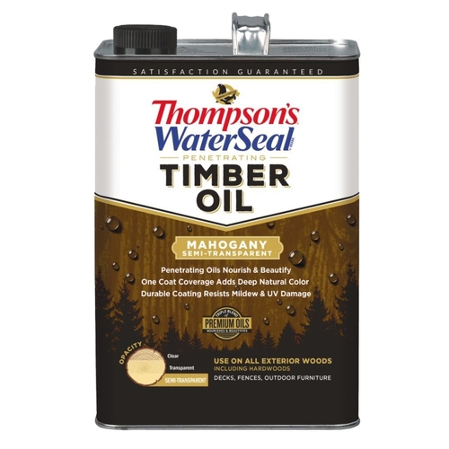 Thompson's Waterseal TH.048851-16 Penetrating Timber Oil, Mahogany, Liquid, 1 gal, Can