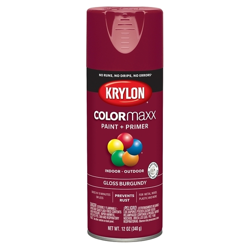 COLORmaxx Spray Paint, Gloss, Burgundy, 12 oz, Aerosol Can