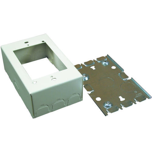 Outlet Box, 0 -Knockout, Steel, Ivory, Wall Mounting