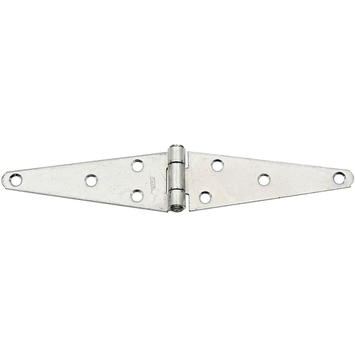 National Hardware N128-025 Heavy Strap Hinge, 9.45 in W Frame Leaf, 0.09 in Thick Leaf, Steel, Zinc, Tight Pin