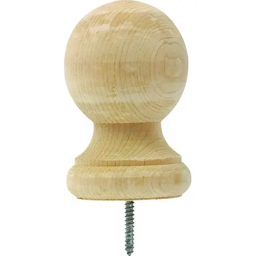 Post Top, 3-1/4 in Dia, 4-1/4 in H, Large Ball, Pine Prefinished