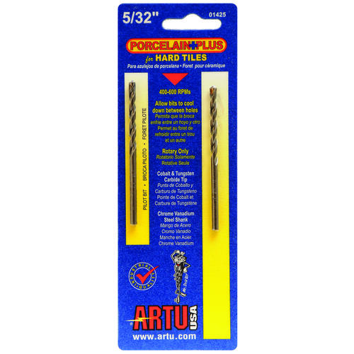 ARTU 01425 Drill Bit, 5/32 in Dia, 3-1/8 in OAL, Flat Flute, 2-Flute, 5/32 in Dia Shank, Straight Shank