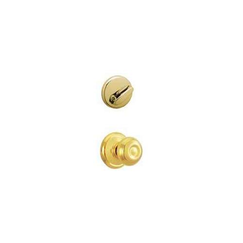 F Series Interior Pack, Bright Brass, Knob Handle, 1-5/8 to 2 in Thick Door
