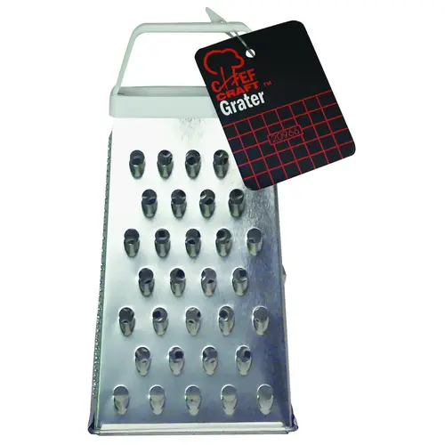 4-Sided Pyramid Grater 3-1/2" W X 8" L Silver/White Plastic/Stainless Steel Silver/White - pack of 3