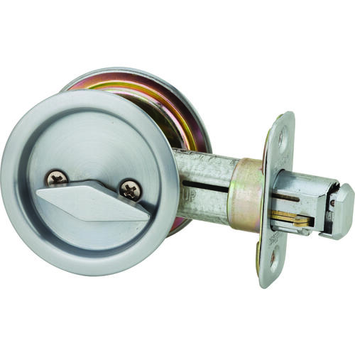 Round Privacy Pocket Door Lock Satin Chrome Finish