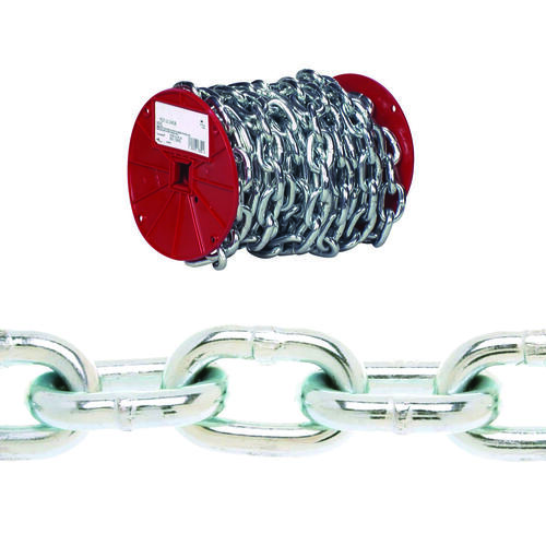 Proof Coil Chain, 3/16 in, 100 ft L, 30 Grade, Steel, Poly-Coated
