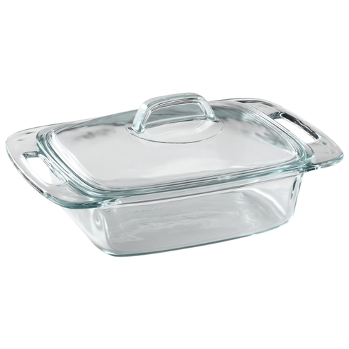 Pyrex 1085801 Easy Grab Casserole Dish, 2 qt Capacity, Glass, Clear, Dishwasher Safe: Yes