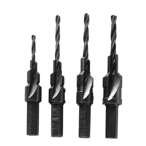 Pilot Bit Set, Adjustable, 4-Piece, HSS, Black Oxide