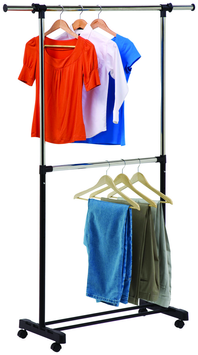 Honey-Can-Do GAR-09375 GAR-01767 Expandable Garment Rack, 60 in W, 73 in H, Steel, Black