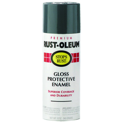 STOPS RUST Protective Enamel Spray Paint, Gloss, Pewter Gray, 12 oz, Aerosol Can