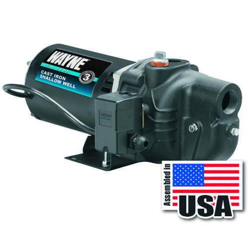 Wayne SWS50 Jet Pump, 120/240 V, 0.5 hp, 1-1/4 in Suction, 3/4 in Discharge Connection, 25 ft Max Head, 375 gph, Iron