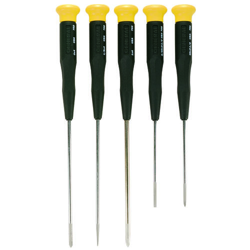 Screwdriver Set, Steel, Chrome, Specifications: Round Shank