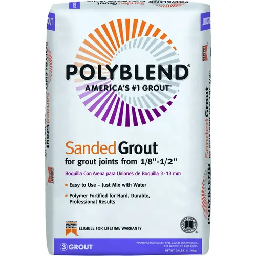 Tile Grout, Powder, Characteristic, Charcoal, 25 lb Bag