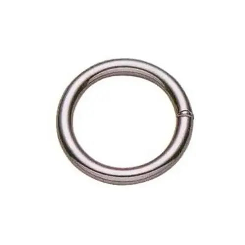 Welded Ring, 2 in ID Dia Ring, #3 Chain, Steel, Nickel-Plated