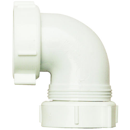 Plumb Pak PP66-10W Drain Pipe Elbow, 1-1/2 in, Slip-Joint, PVC, White
