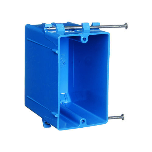 Outlet Box, 1 -Gang, PVC, Blue, Nail Mounting