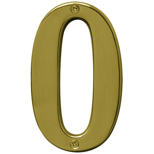 Prestige Series House Number, Character: 0, 5 in H Character, Brass Character, Solid Brass