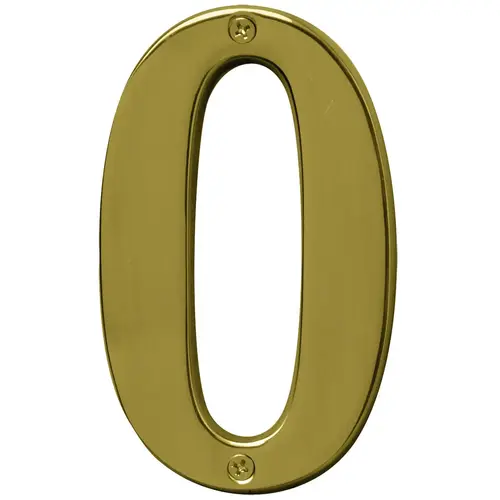 Prestige Series House Number, Character: 0, 5 in H Character, Brass Character, Solid Brass - pack of 3