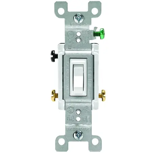 1453-2W Switch, 15 A, 120 V, 3 -Position, Push-In Terminal, Thermoplastic Housing Material, White