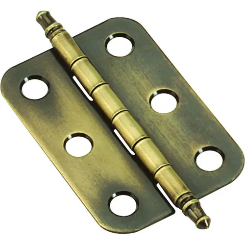 Minaret Tip Hinge, Steel, Antique Brass, Flush Mounting Pair