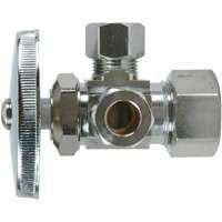 BrassCraft CR1901LRX C1 Stop Valve, 1/2 x 3/8 x 3/8 in Connection, Compression, 125 psi Pressure, Brass Body Chrome