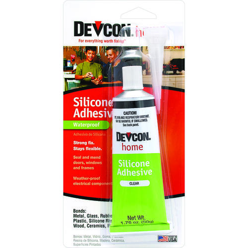 Devcon 12045 Silicone Adhesive, Paste, Vinegar, Clear, 1 oz Tube