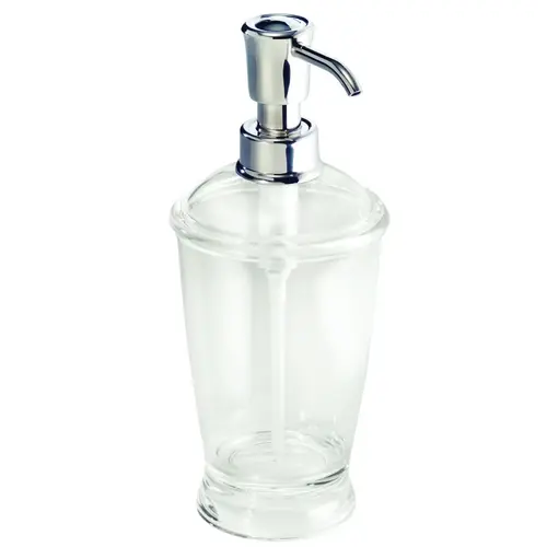 Soap Dispenser, 12 oz Capacity, Plastic, Clear, Chrome - pack of 2