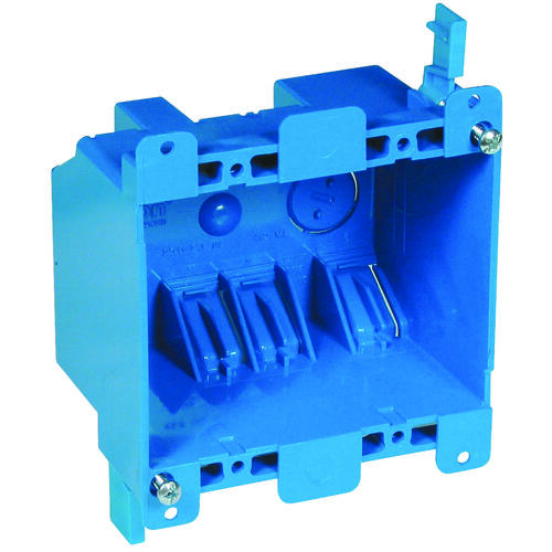 Carlon B225R-UPC Outlet Box, 2 -Gang, PVC, Blue, Clamp Mounting