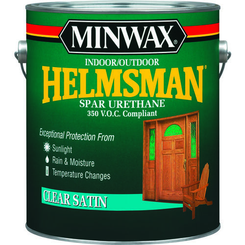 Helmsman Spar Urethane Paint, Satin, Liquid, 1 gal, Pail Clear