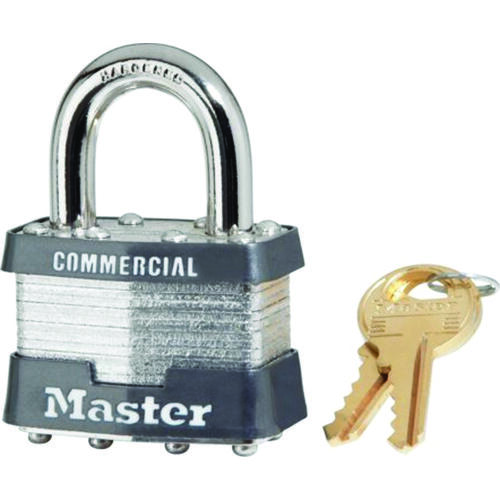 1-3/4 In. Wide Laminated Steel Body, 15/16 In. Tall 5/16 In. Diameter Hardened Steel Shackle, Non-Rekeyable 4 Pin Cylinder