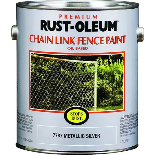 STOPS RUST Chain Link Fence Paint, Metallic Silver, 1 gal