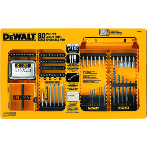 Combination Drill and Driver Bit Set, Professional, 80-Piece, Steel, Black Oxide