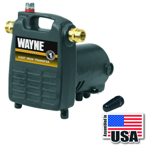 Wayne PC4 Non-Submersible Self-Priming Utility Pump, 1-Phase, 8 A, 120 V, 0.5 hp, 3/4 in Outlet, 1600 gph, Iron