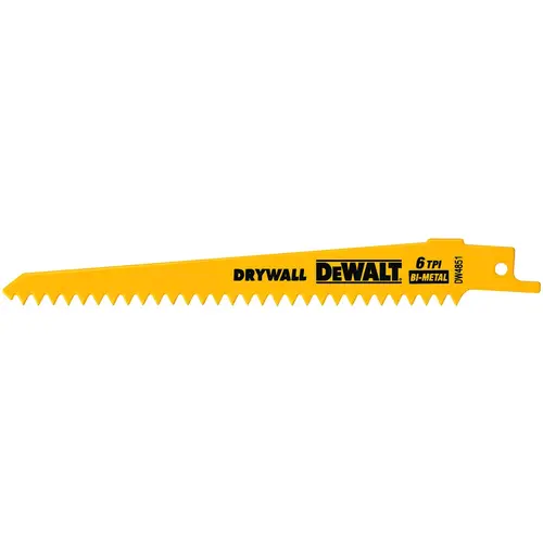 Reciprocating Saw Blade, 3/4 in W, 6 in L, 6 TPI Yellow - pack of 5