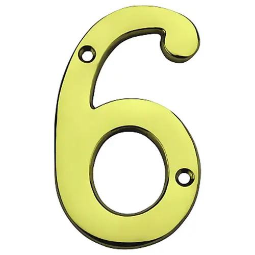 V1900 4" House Number 6 Solid Brass Finish